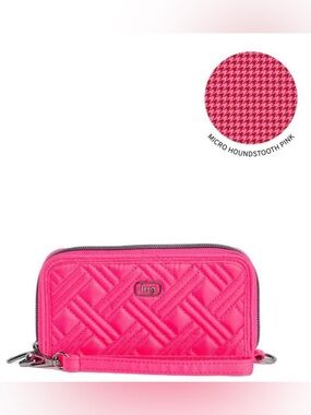 Lug Whirly RFID Wristlet Wallet Powerful Pink - Micro Houndstooth Pink Interior